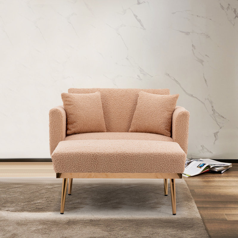 Chaise longue / chaise d'appoint tendance, style classique et tendance (Teddy), Chameau
