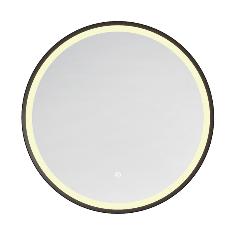 Kingston Brass Aurora 24-Inch Round Led Bathroom Mirror, Front Light, Anti-Fog, Dimmable Touch Sensor Lighted Mirror