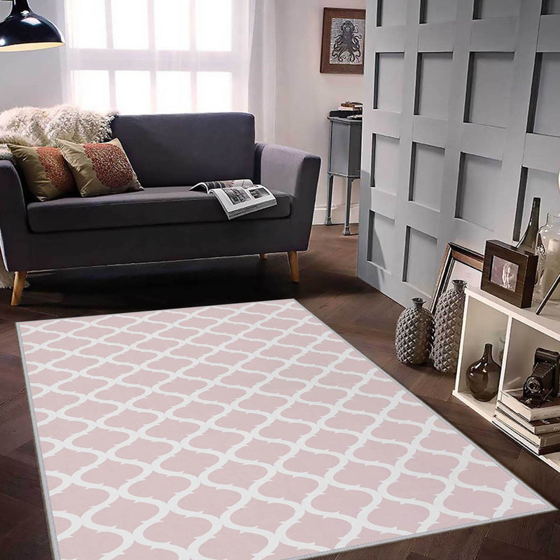 Stylish Hall Carpet (3.3 x 6.6 ft), 100% Polyester, 0.3 in Pile Height | Antibacterial, Non-Slip PVC Felt Dot Underside | Machine Washable, 3D Digital Print, Durable & Easy to Clean | Perfect for Entryway & Living Areas