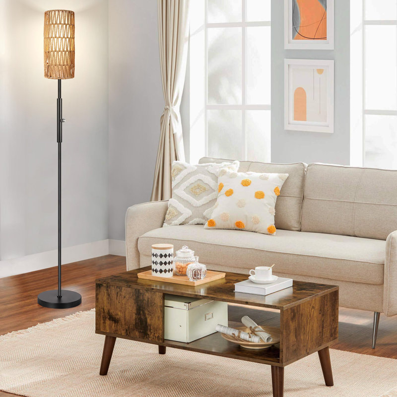 Boho Floor Lamp With Double Shade Options, 3CCT LED Bulb, Space-Saving Design, Easy Assembly, Rattan Base