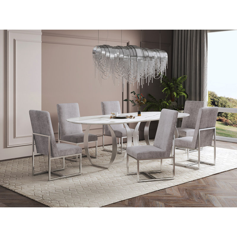 Chaise en velours Element, Gris acier