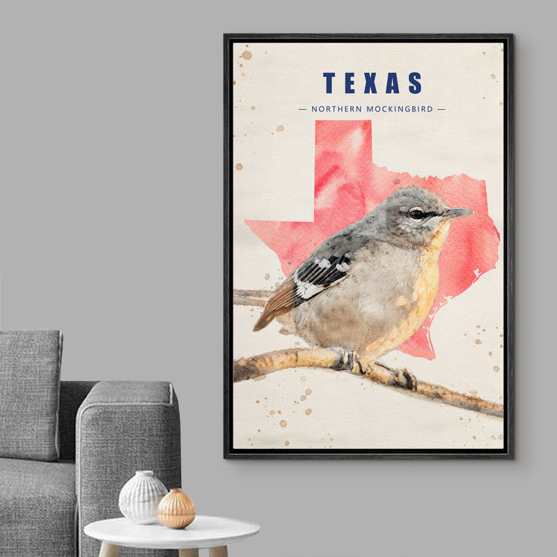Oiseau moqueur du Nord gris IDÉE4WALL, H 24 po x l 16 po x P 1,5 po, Noir