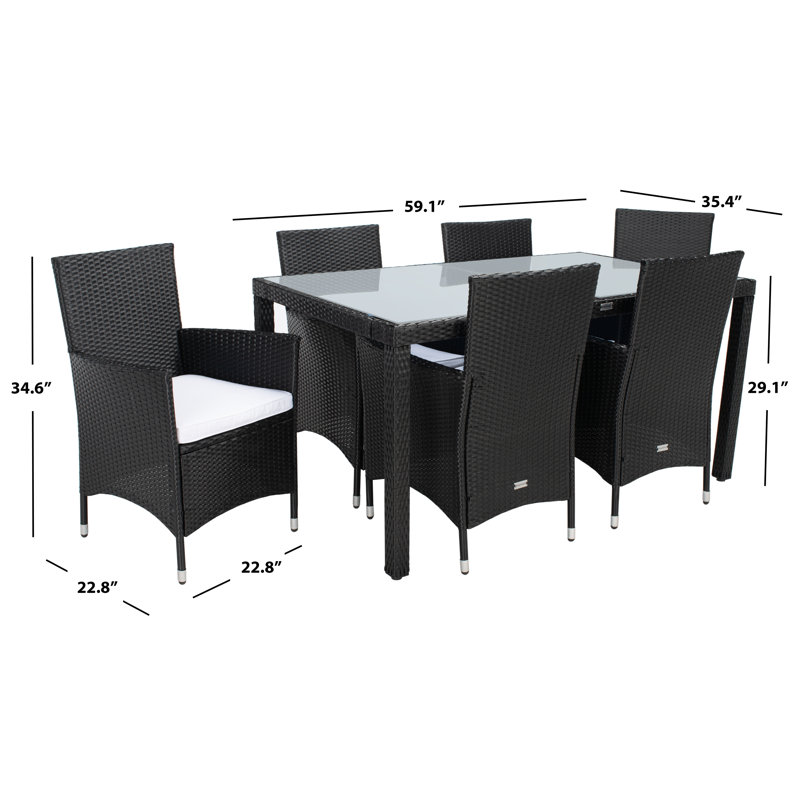 Ensemble de salle à manger rectangulaire pour 6 personnes 59,1 po Daxin, Noir