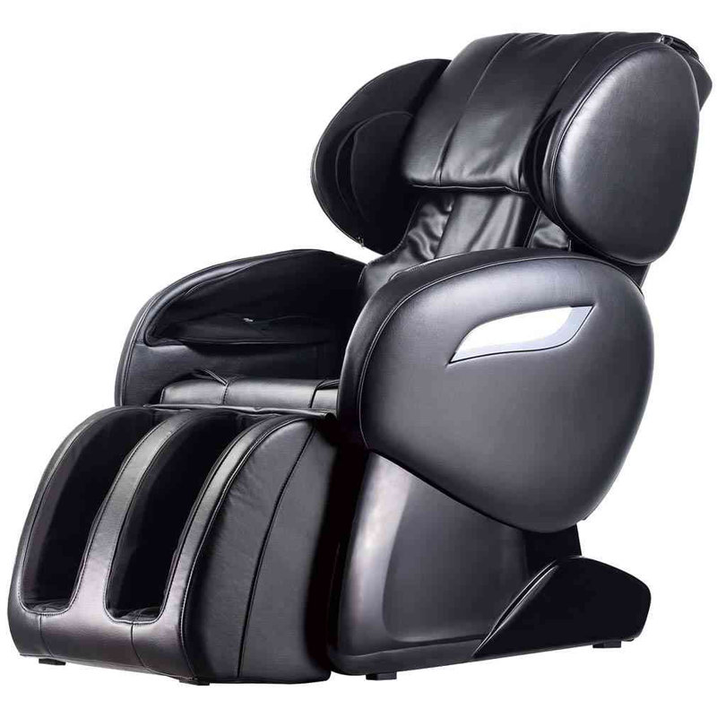 Fauteuil de massage chauffant en similicuir, Similicuir noir