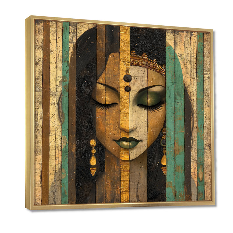 Maissane - salon d'art mural indien, 30" H x 30" W, Floater Framed Print, Gold