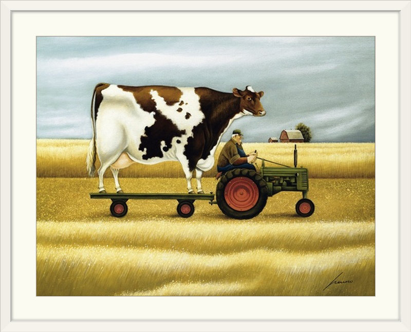 «Luton Ride to the Fair», reproduction d'art de Lowell Herrero, H 20 po x l 24 po x P 1 po, Cadre blanc