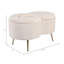 Banc rembourré en velours avec structure en métal et en bois manufacturé pour le style de la chambre à coucher - Siège de style transitionnel pour la salle à manger à la maison - 28 po, blanc