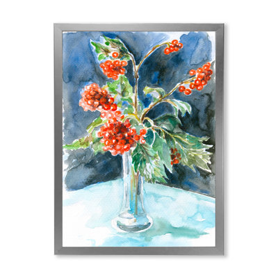 Fleurs de Noël avec baies rouges - Reproduction de photo sur toile
