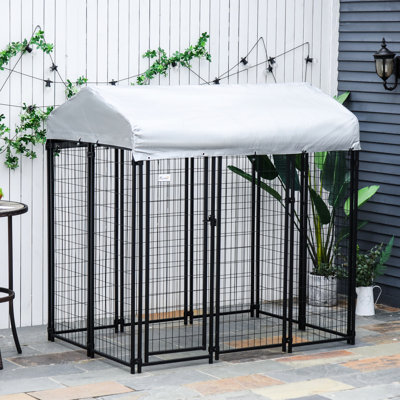 6' X 4' Outdoor Dog Area With Lockable Door And Water- Canopy For Medium/large Canines Run 6', & Cover Medium Large Dogs