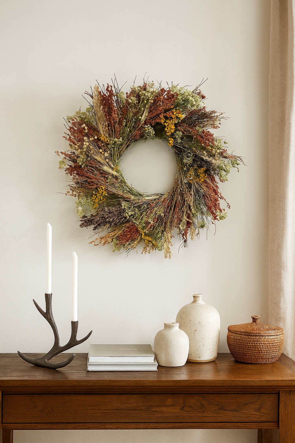Primrue 30" Handcrafted Fall Wreath, 22" H x 22" W x 5" D