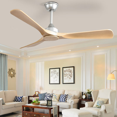 Ventilateur de plafond moderne en bois de 42 po avec télécommande (sans lumière)