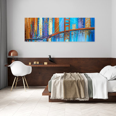 San Francisco City Lights, art contemporain abstrait de l'architecture de la ville