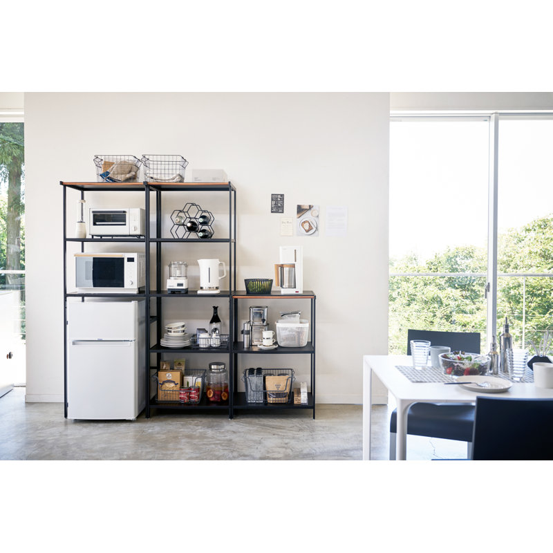 Yamazaki Home 3-Tiered Storage Rack - Kitchen Shelf Organizer, Short, Steel, Short, Black