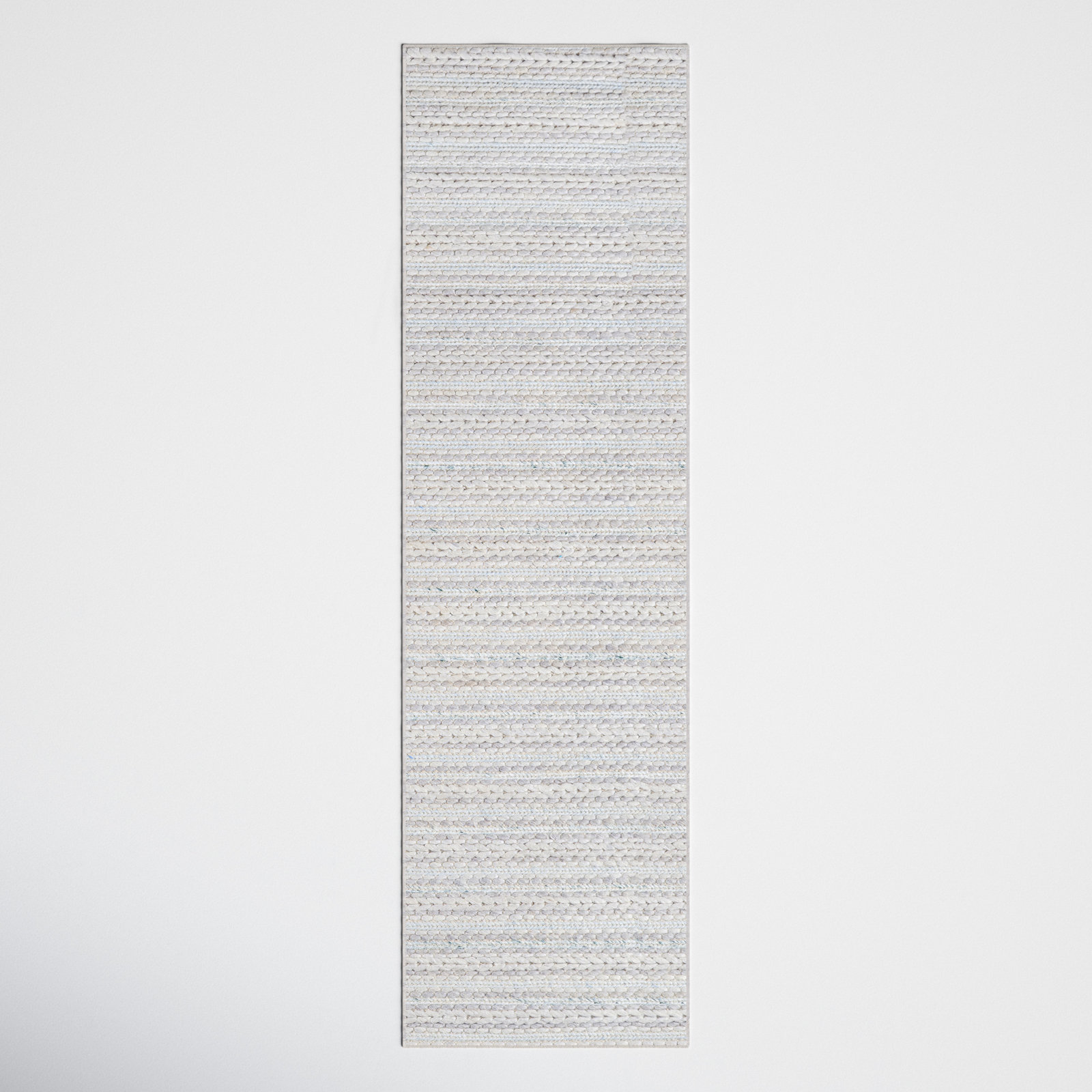 Kells Handmade Light Gray/Cream/Light Blue Rug, Runner 2'3" x 8'