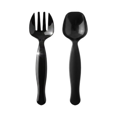 Ensemble de couverts de service jetables en plastique noir - 150 paires