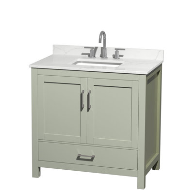 Ensemble de meuble-lavabo simple 36 po avec plateau en quartz Sheffield