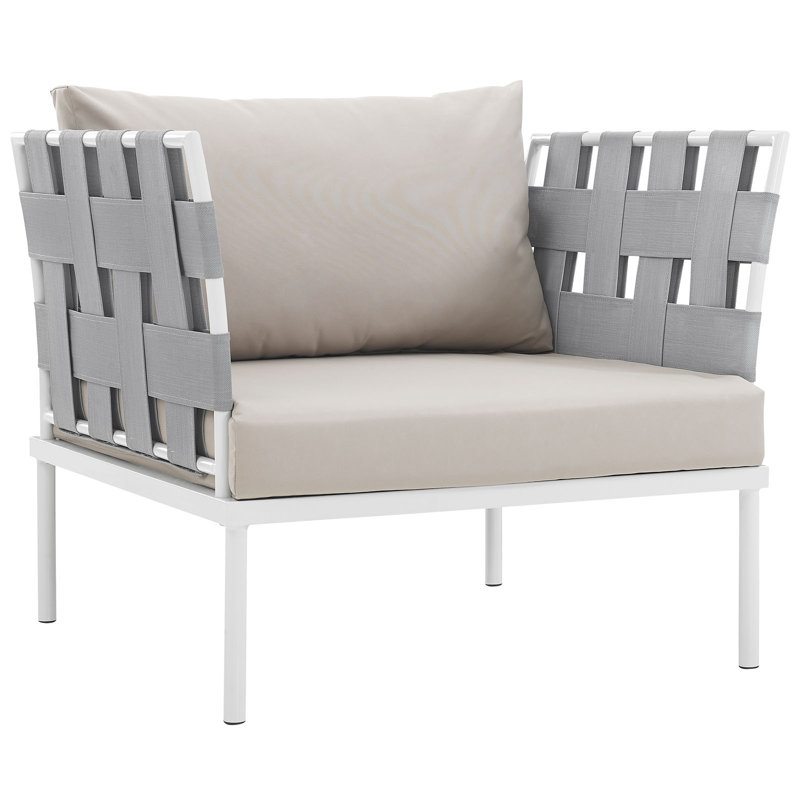 Harmony Outdoor Patio Aluminum Armchair, Beige
