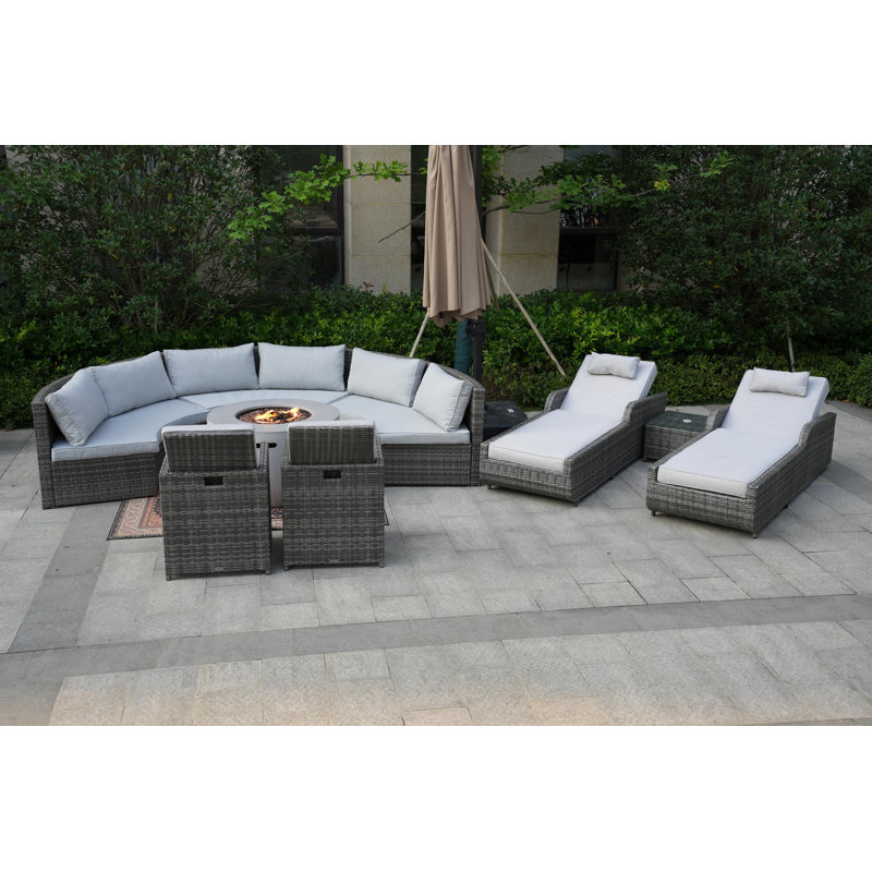 Almanza 10 - Person Patio Conversation Set with Cushions