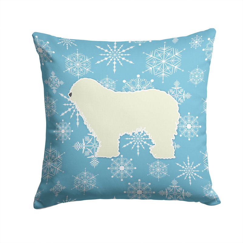 Coussin intérieur/extérieur en flocons d’hiver, H 14 po x l 14 po x P 3 po