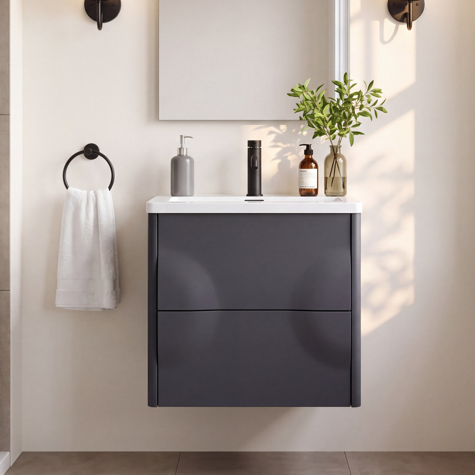 Armande 24" Cedar Single Bathroom Vanity, Dark Gray