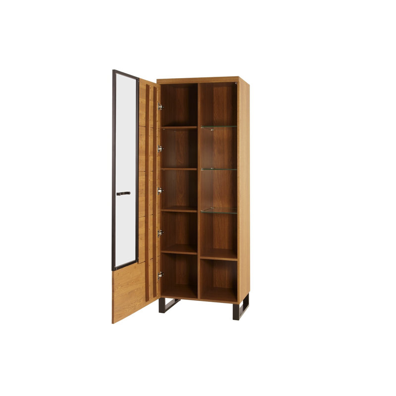 Laimondo Solid + Manufactured Oak Wood 1-Door Display Cabinet, Right