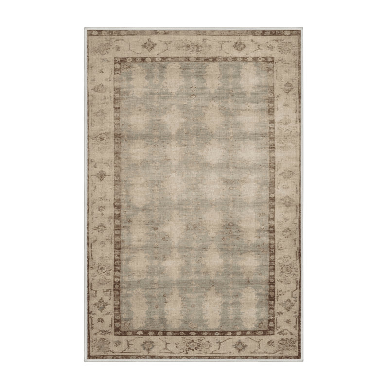 Machine Washable Overdyed Beige Area Rug, Rectangle 7' x 9'