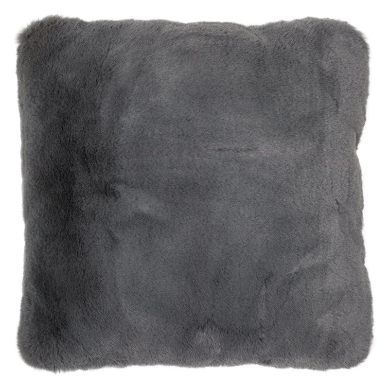 Coussin décoratif en fausse fourrure, gris