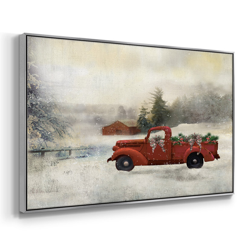 " Red Barn Winter ", Silver, 25" H x 37" W x 2" D