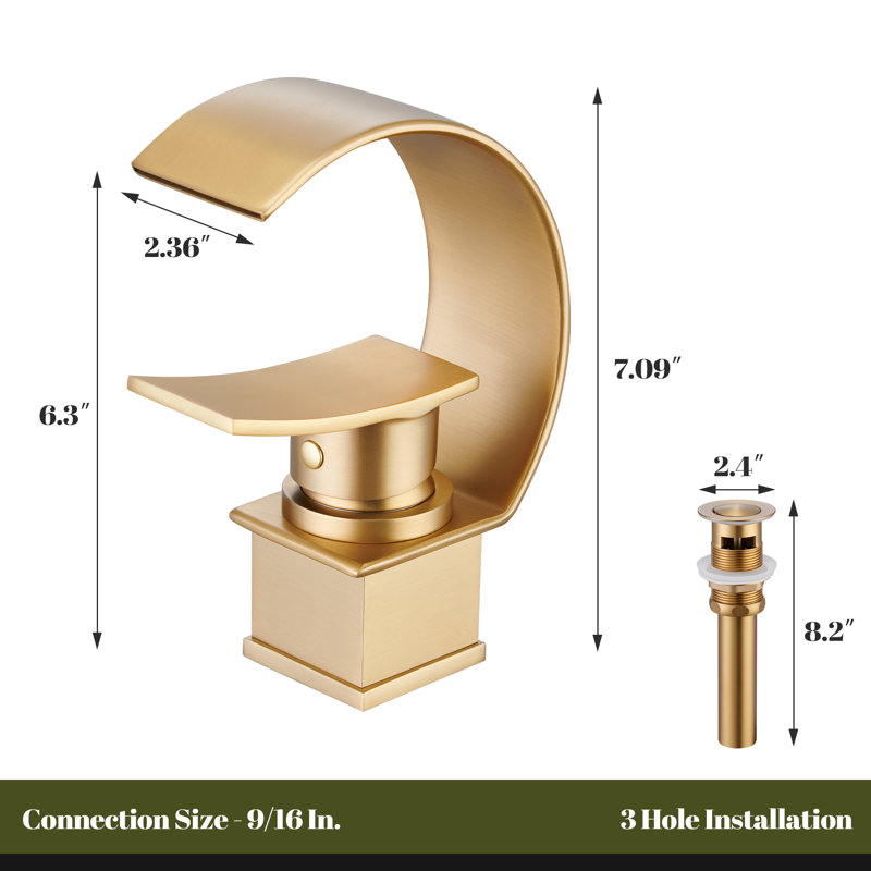 Casainc Single Handle Bathroom Sink Faucet with Drain, Brushed Gold