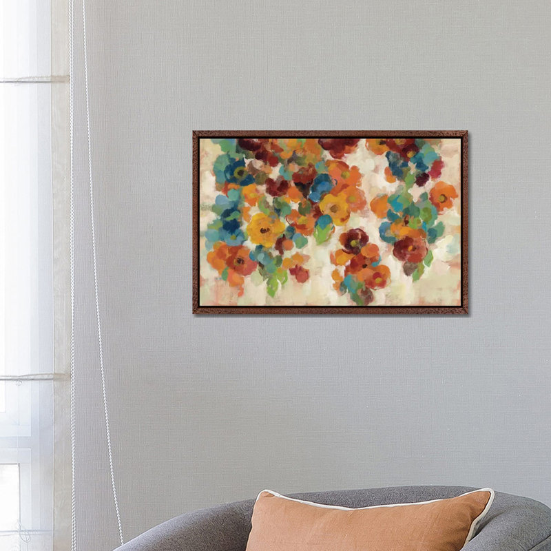 Spice and Turquoise Florals 1 Piece Wrapped Canvas Painting, 20.32 cm H x 30.48 cm W, Wrapped Canvas