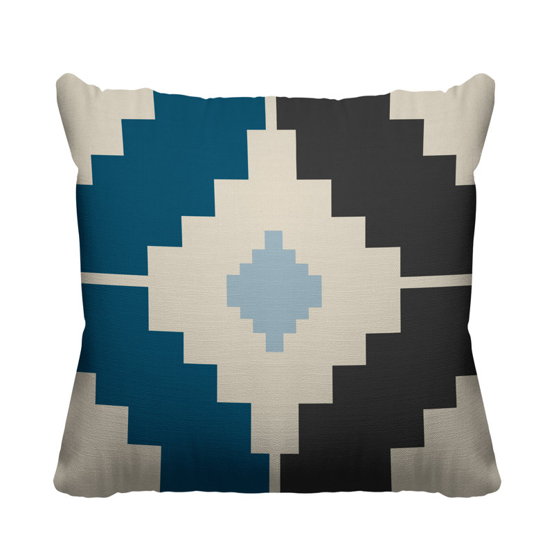 Coussin intérieur / extérieur Kele Southwestern, Turquoise, L 15 po x H 15 po