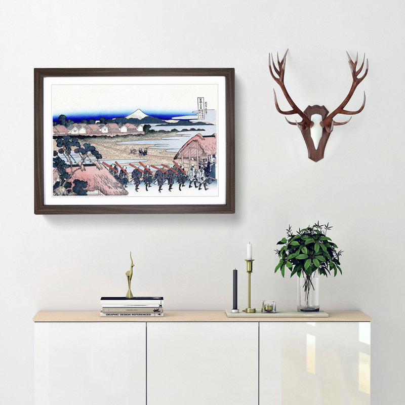 Nakahara in the Sagami Province by Katsushika Hokusai - Picture Frame Painting Print, 27cm H x 36cm W x 2cm D, Walnut Framed