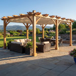12 ft. W x 12 ft. D Breeze Solid Cedar Wood Pergola with Retractable Canopy