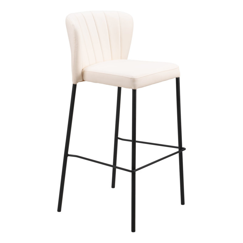 Ensemble de deux chaises de bar en similicuir noir et crème de 29 po