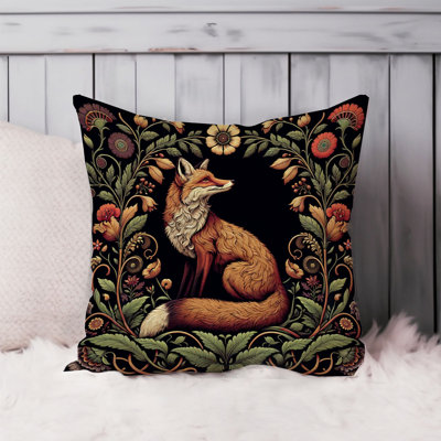  Animals William Morris Botanical Damask Style Fox II Cottage & Cottagecore
