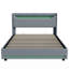 EU & UK Grey Linen Ottoman Storage Bed Frame with RGB-LED Lighting, Upholstered Smart Bed with Integrated Charging Station - 2 Outlets, 1 USB, 2 Type-C-675779996