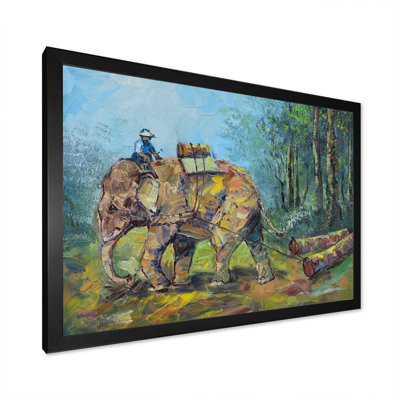 " Vintage Asian Elephant Wildside Life " Painting Print