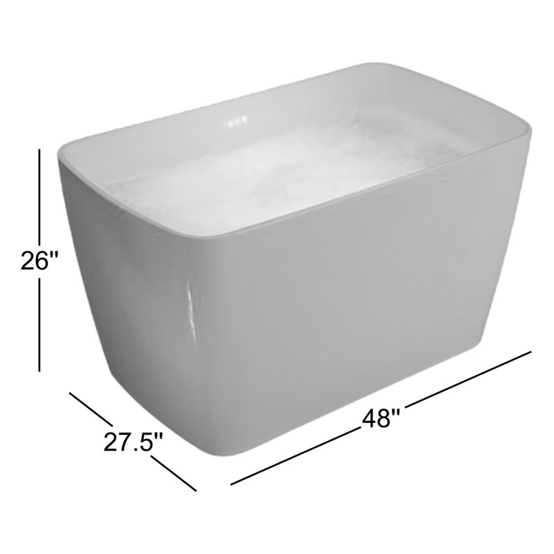 48'' x 27.5'' Freestanding Rectangular Air Bathtub with Integrated Seat, Non-Slip, for Small Spaces, Brushed Nickel