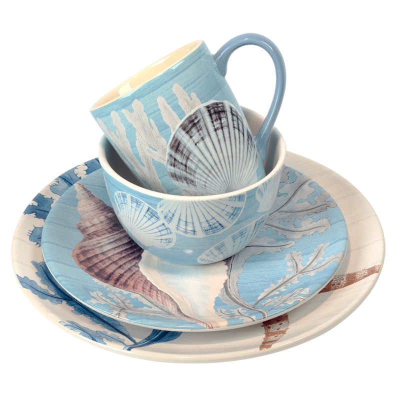 Beyond the Shore 16pc Dinnerware Set Service for 4