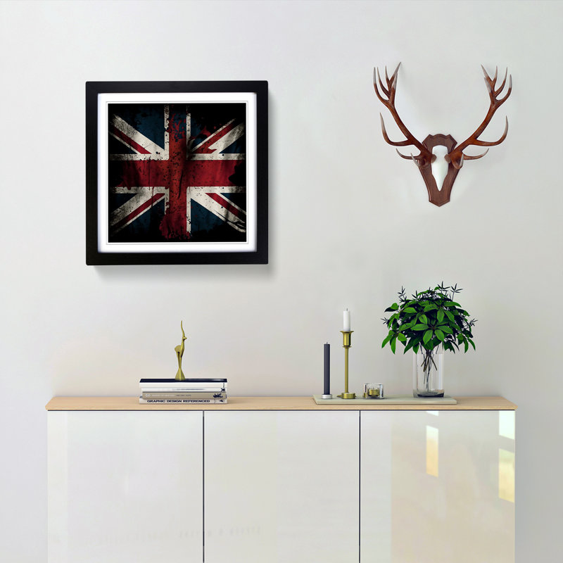Union Jack Digital Art - Single Picture Frame Print on Wood, Black