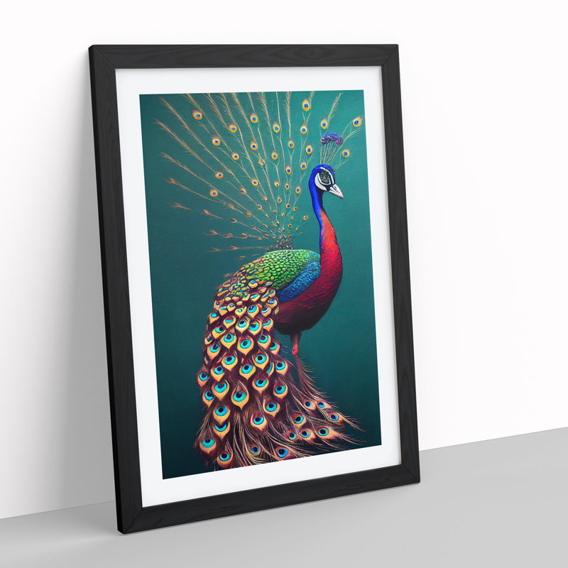 Artistic Peacock - Framed Print, Black, 46cm H x 34cm W x 2cm D