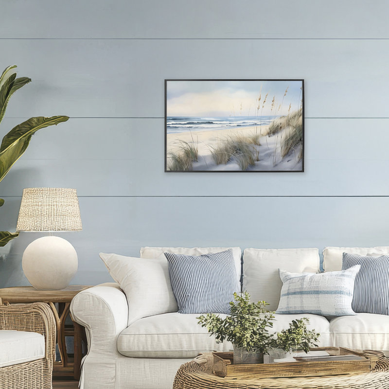 Sand Dunes par Shore, estampe numérique, design par LSR Creative Studio, H 20 po x l 30 po, Giclée encadrée noir minuit