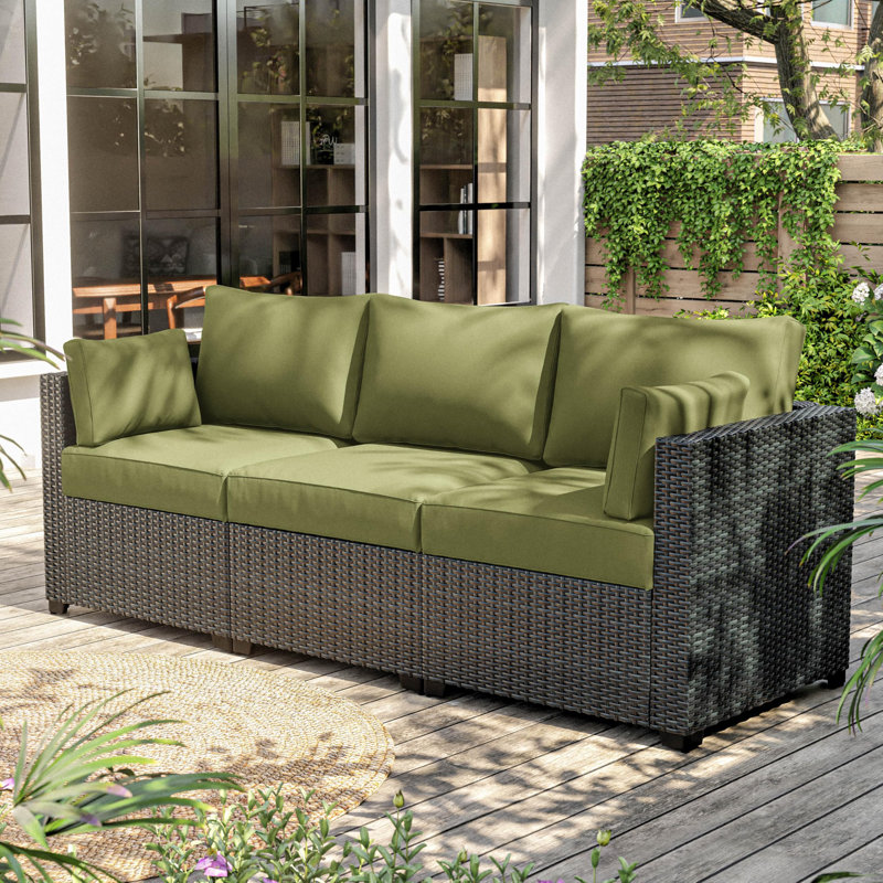 Wynee 8Pcs Outdoor Cushions Patio Furniture Cushions Replacement Set For 3 Seats, Light Green