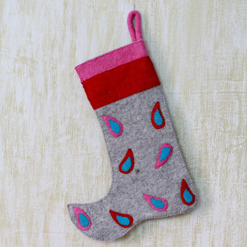 Chaussette de noël en laine de fête