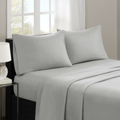 Madison Park 3M Microcell Grey Luxurious Brushed Lightweight Deep Pocket King Sheet Set