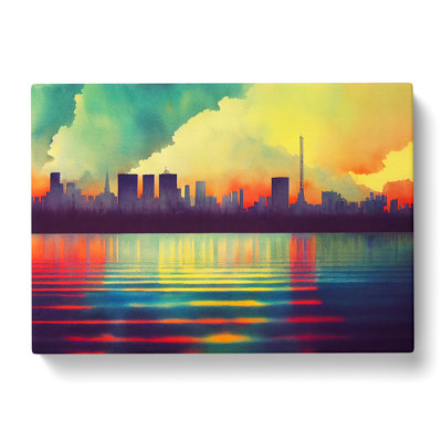 Unbeatable Watercolour Skyline - Wrapped Canvas