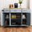 K&K 54inch Large Kitchen Island with Rubber Wood Drop Leaf, Embossed Texture Rolling Kitchen Cart on 4 Wheels with 4 Doors and 3 Drawers, Kitchen Island with Storage for Kitchen, Dining Room,Grey Blue-129171839