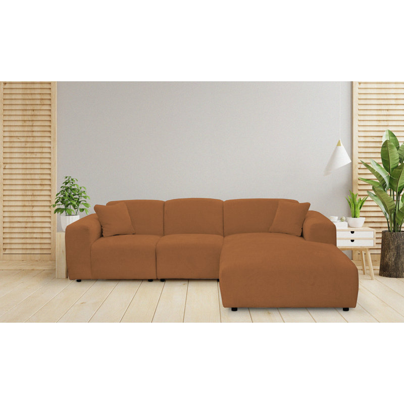 4 Seater Corner Sofa , Orange, Right Hand Facing