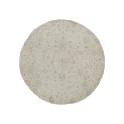 Daugherty Hand Knotted 4x4 Ivory Round