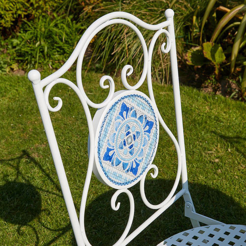 Fenton Mediterranean Mosaic Garden Patio Bistro Set